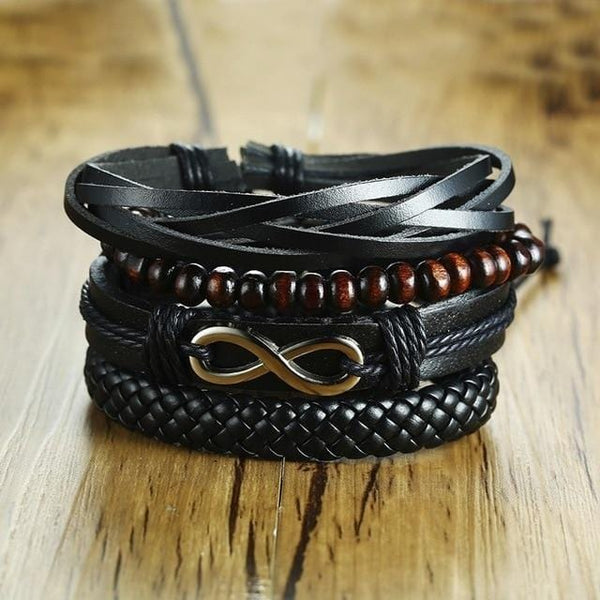 Infinity Leather  Bracelet Set