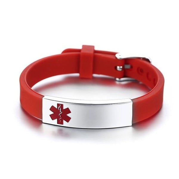 Custom Engraved Red Medical Alert ID Bracelet