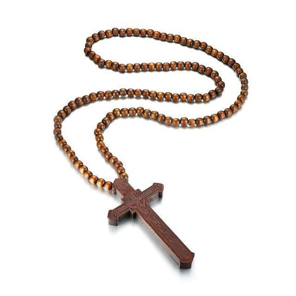 Catholic Jesus Cross Wood  Necklace  for Men Christmas Gift