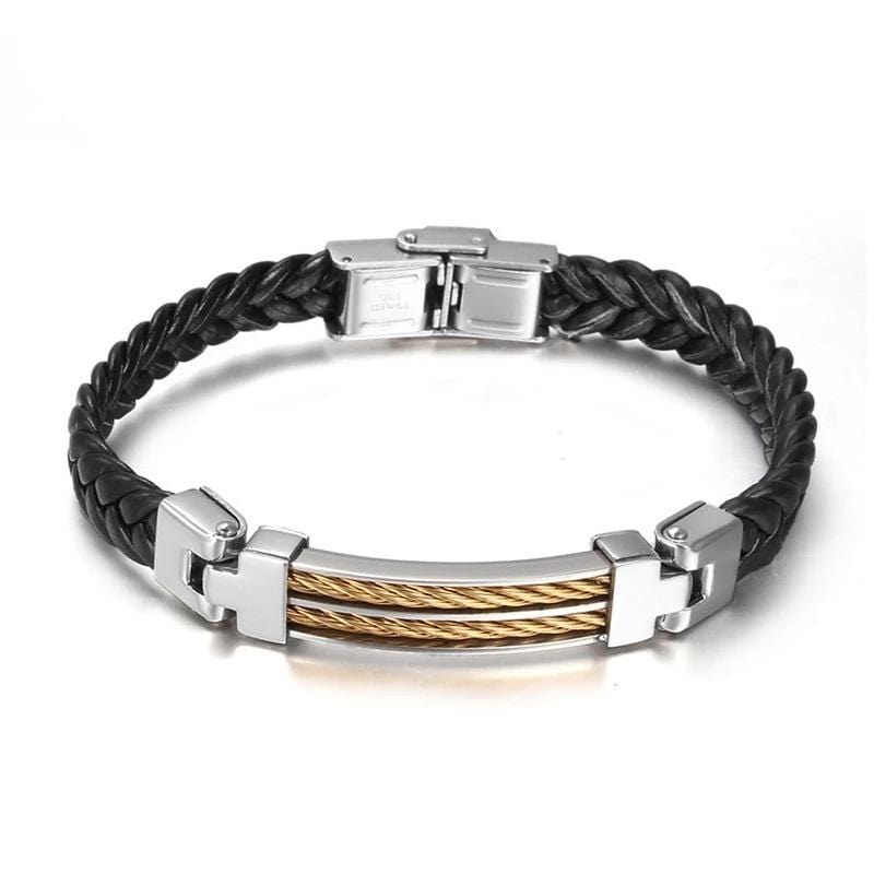 Mens Stainless Steel  Leather Bracelets