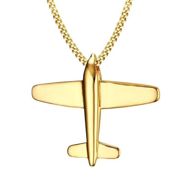 Men's Stainless Steel Aircraft Airplane  Pendant Necklace