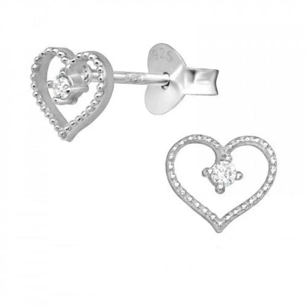 Silver Heart Platinum Earrings