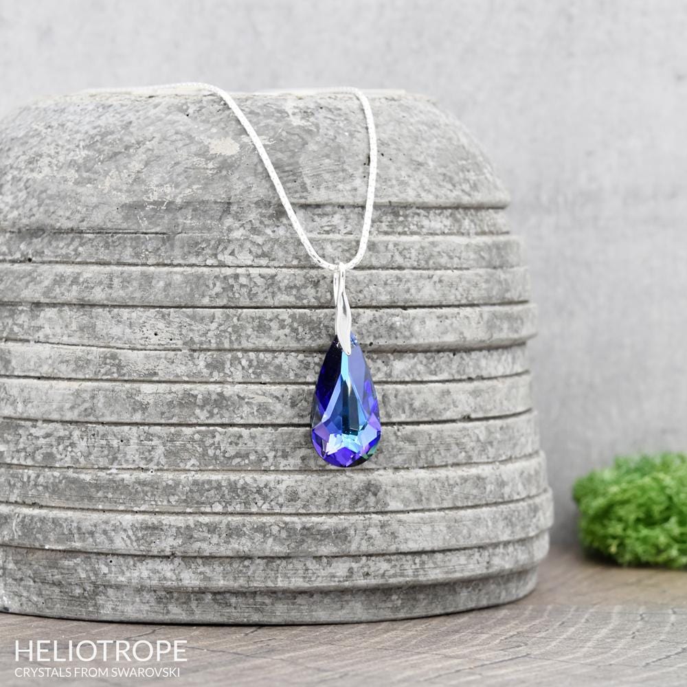 Multifaceted Purple Crystal Teardrop Necklace