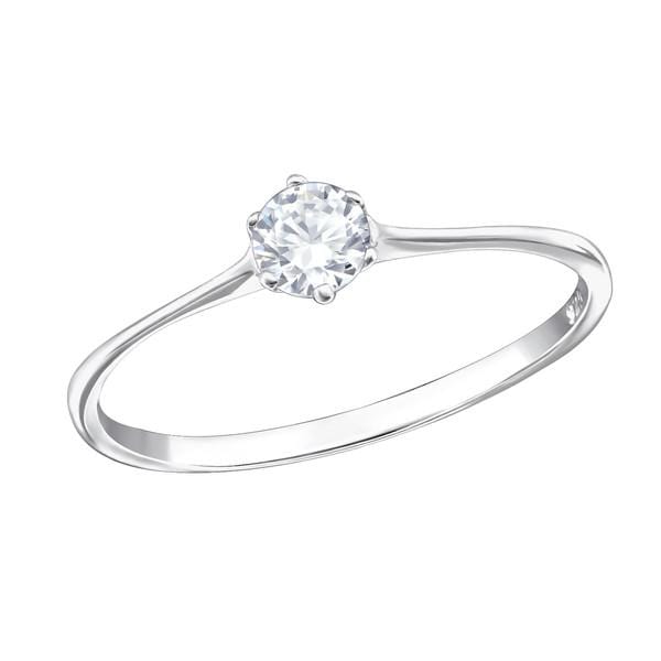 Thin silver solitaire engagement ring