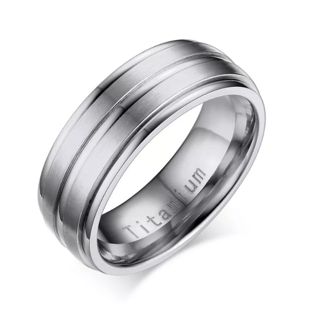 Silver Groove Titanium Ring