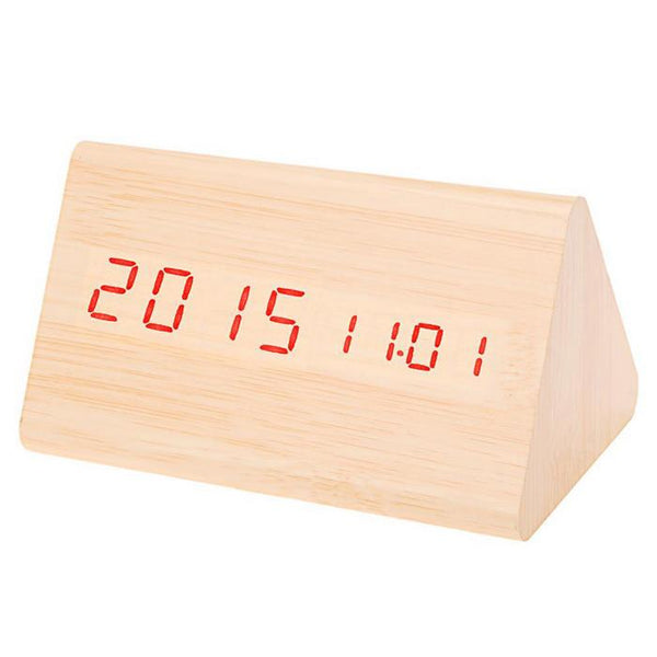 Digital Display Wooden  Desk Clock Cream