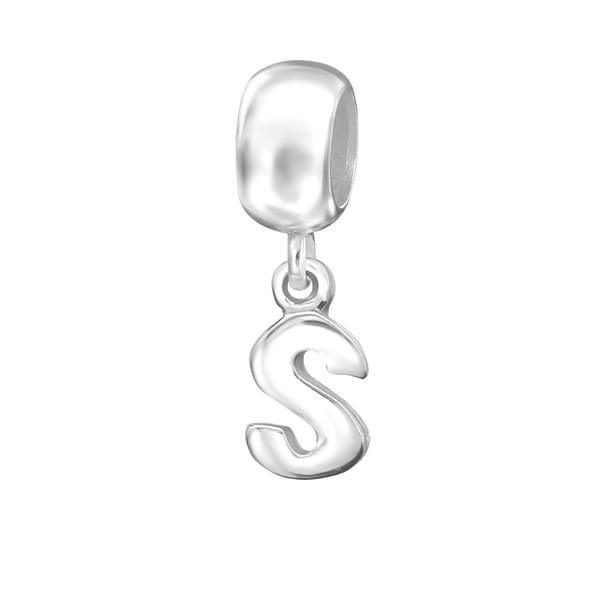 Silver Hanging "S" Charm Bead 