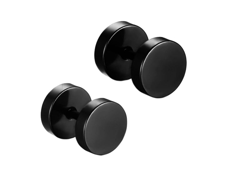 Stainless Steel Dumbbells Black Unisex Stud Earrings