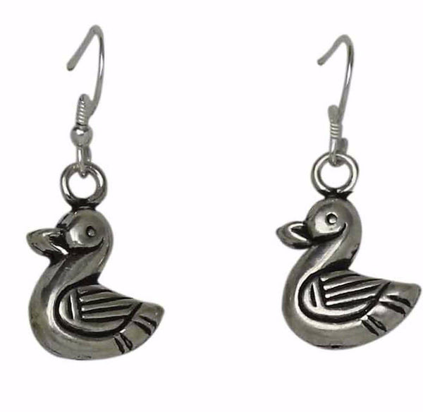 Solid Sterling silver swan earrings