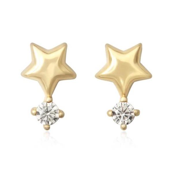 Silver Gold Star Drop  Earrings