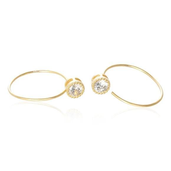 Silver Gold Gemstone Studded Wire earrings