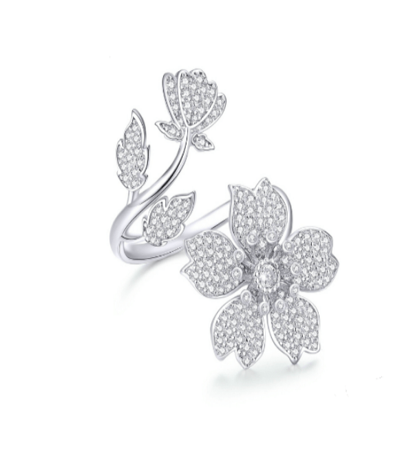 Silver Flower Luxury Ring