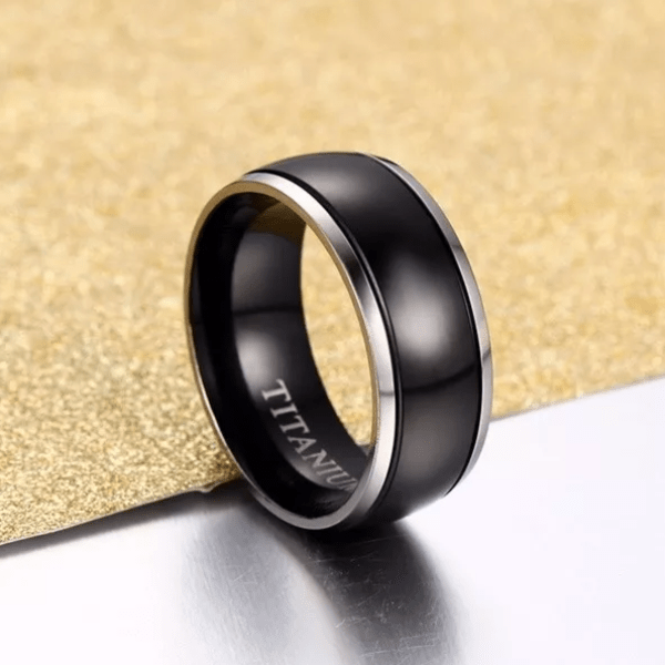 Titanium Black Grey Ring