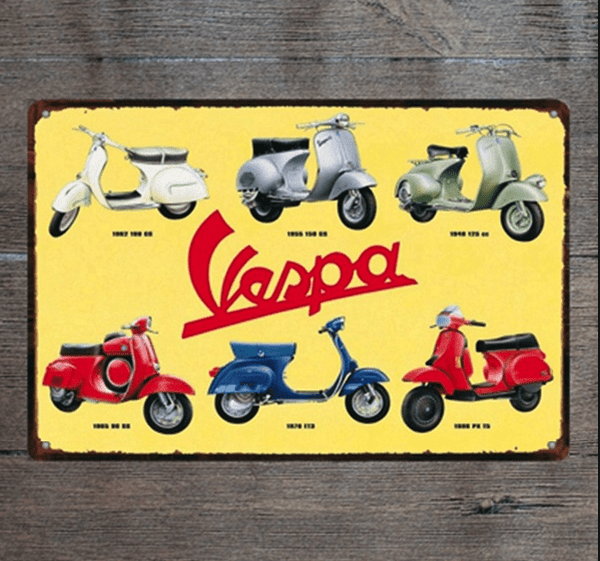 Vespa Models Tin   Poster