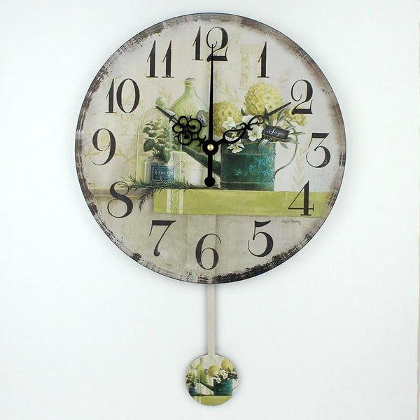 Floral Pendulum Wall Clock