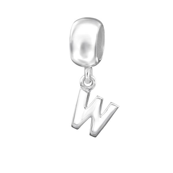 Silver Hanging "W" Charm Bead 