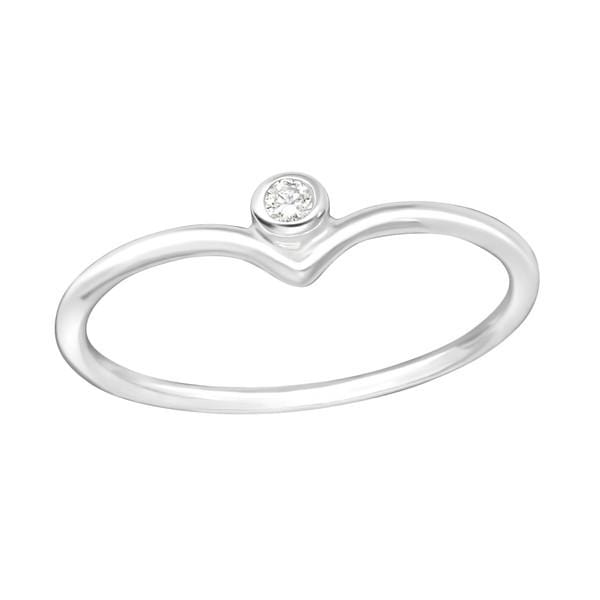 Silver Solitaire Engagement  Ring