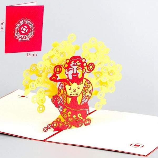 The God of Wealth 3D Pop Up Greeting Card