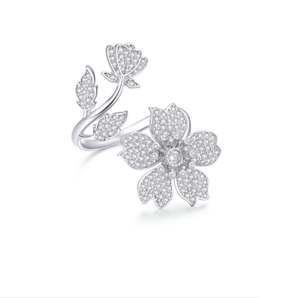 Silver Flower Luxury Ring